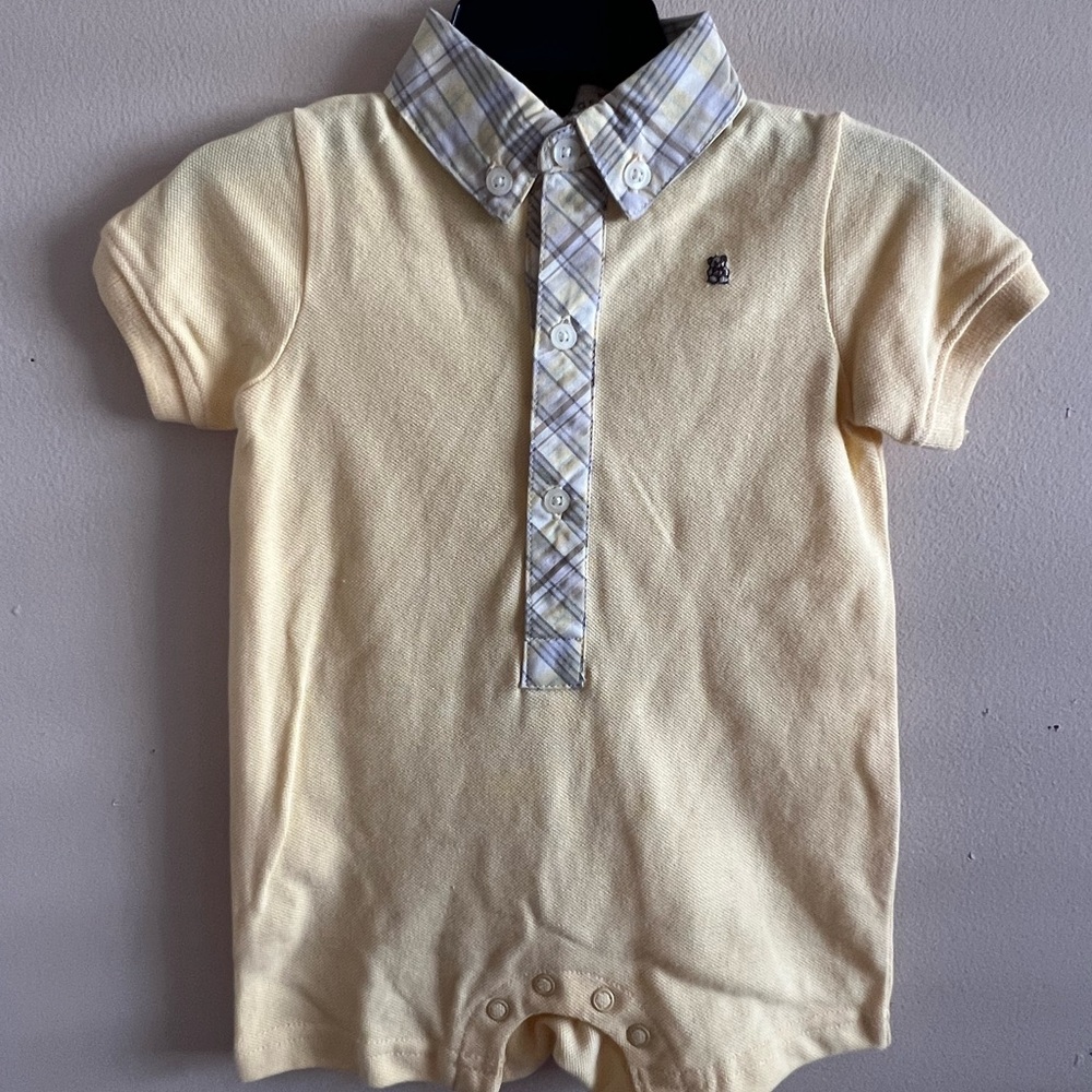 Yellow Plaid Collar Baby Romper
